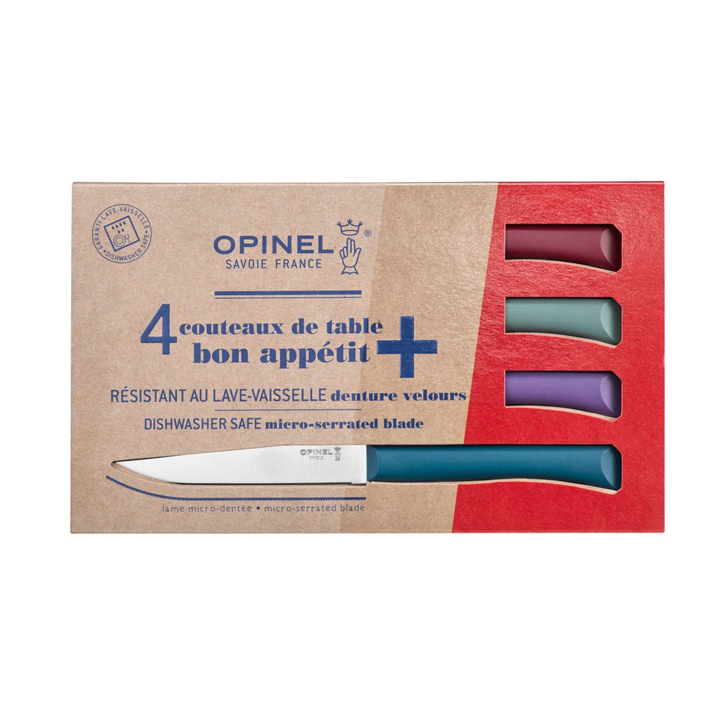 Coffret 4 couteaux de table "Bon Appétit +" Glam (Couleurs panachées)